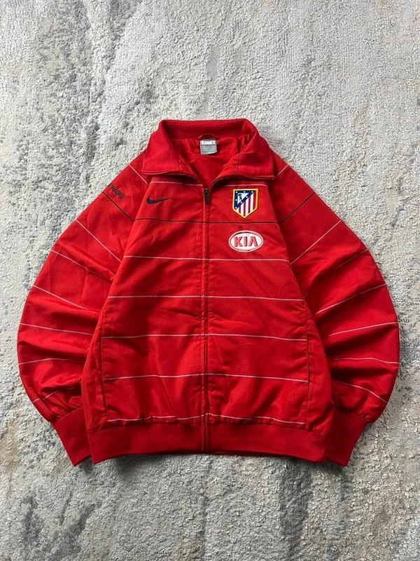 Vintage 2008-09 Nike Atlético Madrid Red Grey Zip Track jacket Size S